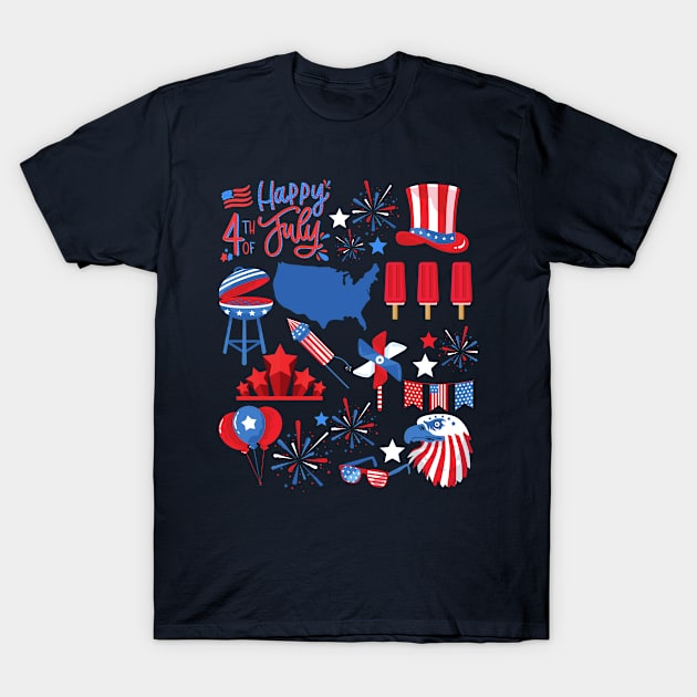 Fourth of July America Patriotic T-Shirt by MalibuSun